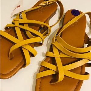 Beautiful Leather Sandals ~ mustard color